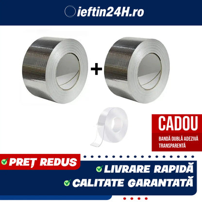 PACHET 1 + 1  Banda adeziva durabila tip folie, rezistenta la apa, aderenta sporita + Banda dubla adeziva transparenta CADOU