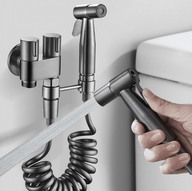 Pulverizator de bideu portabil pentru toaleta, inox, gri