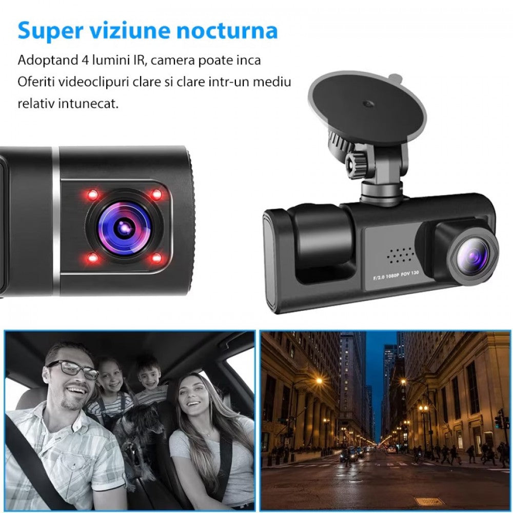 Cameră Auto de Bord 📸  – Înregistrare 4K Ultra HD, Viziune Nocturnă și Monitorizare 24/7
