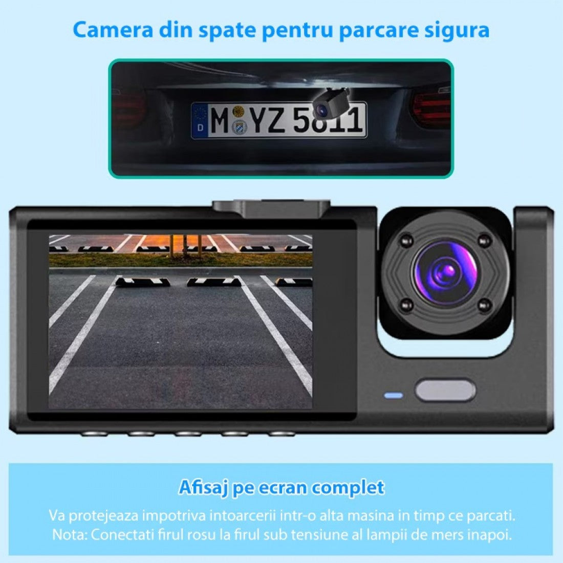 Cameră Auto de Bord 📸  – Înregistrare 4K Ultra HD, Viziune Nocturnă și Monitorizare 24/7