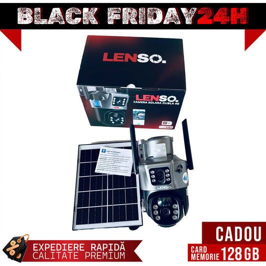 Camera Supraveghere LENSO 4G Dubla + CARD 128 GB