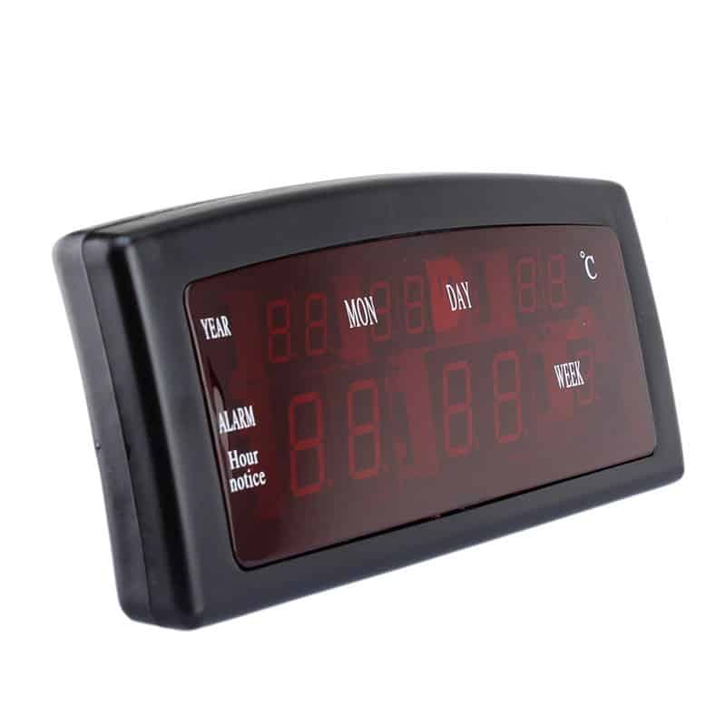 ceas birou afisaj led rosu, calendar, alarma, format am/pm, caixing