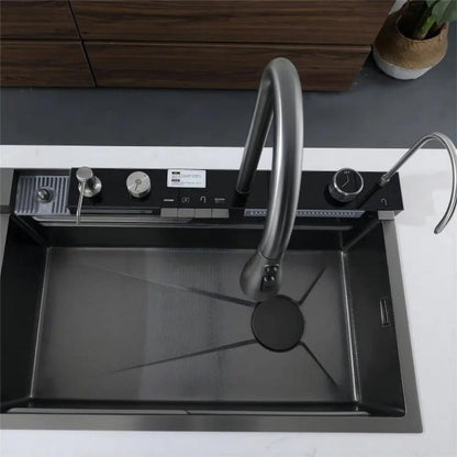 Chiuveta multifunctionala inox, cu led, gri 75×46 afisaj digital a temperaturii