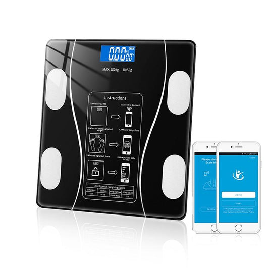 Cantar Inteligent de Diagnostic Corporal din Sticla Securizata 180kg, LCD, Bluetooth