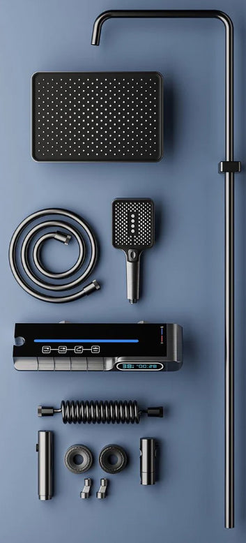 Set de Duș Lux Black - Cu Afișaj Digital și Funcție Termostatică Rotire 360