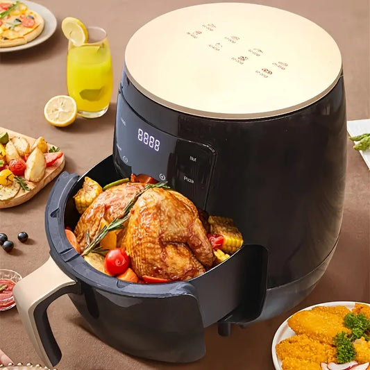 Friteuza cu aer cald AirFryer 3000W, capacitate 6L si afisaj digital + 100 hartii de copt cadou