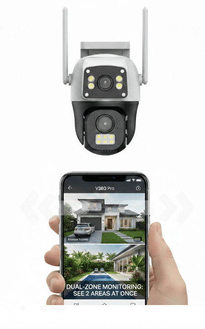 Cameră Supraveghere IP Wi-Fi 4MP Duală, 2 Antene, Zoom, Full Color Night Vision, Comunicare Intercom