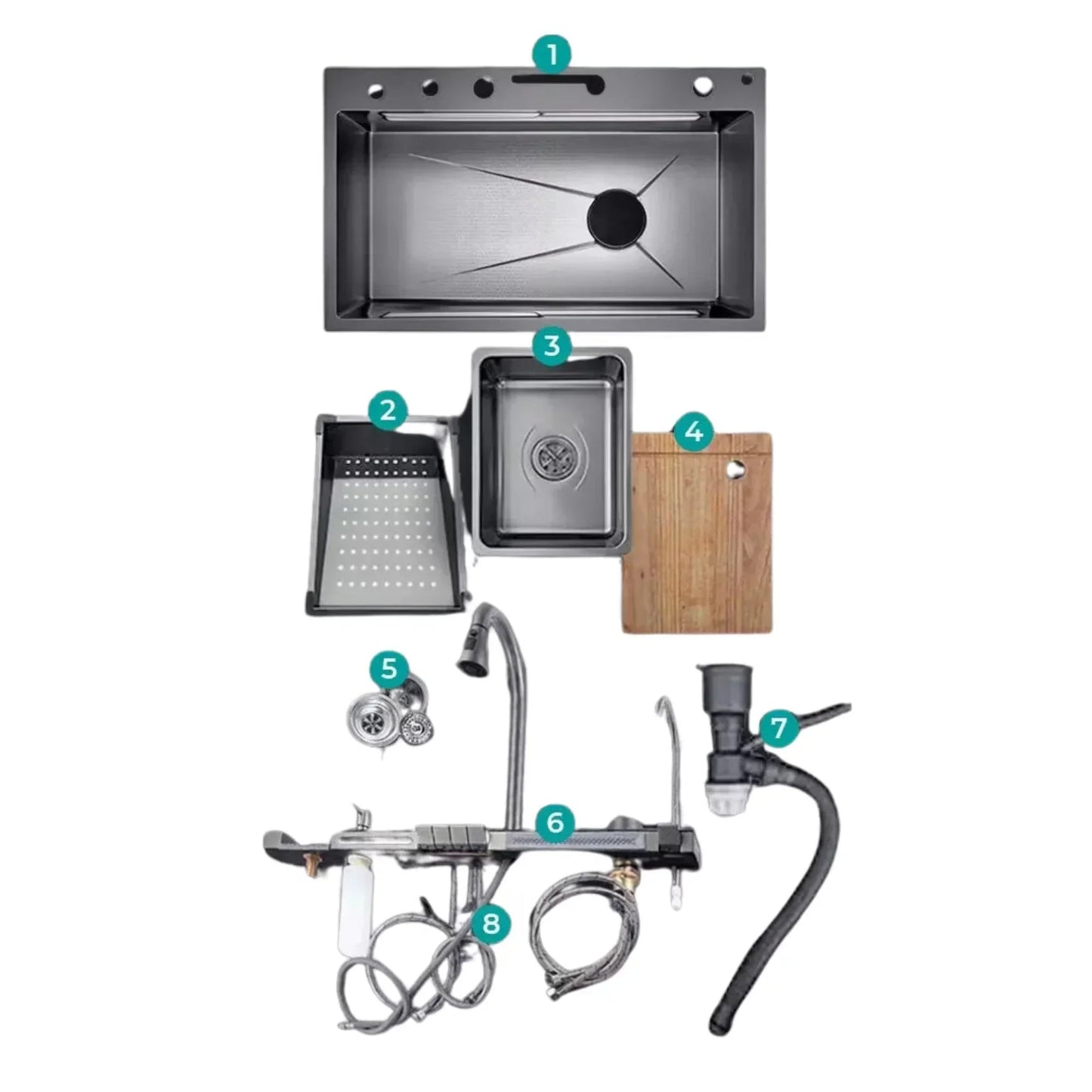 Chiuveta de bucatarie otel inoxidabil, afisaj digital temperatura apa + scurgator vase