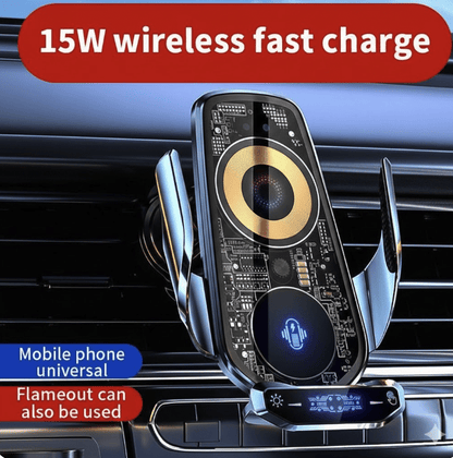 Incarcator telefon wireless cu support pentru masina, incarcare rapida 15w, model transparent.