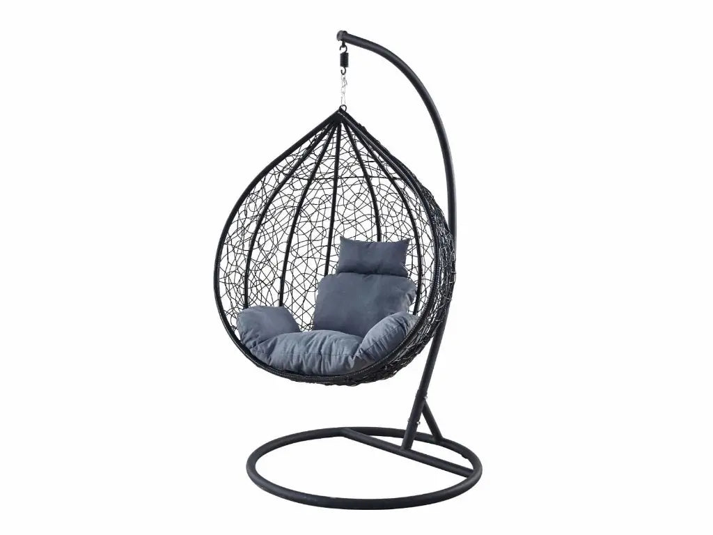 Fotoliu de gradina suspendat Havana, perne moi, structura metalica, tesatura solida, sustine pana la 150 kg, gri