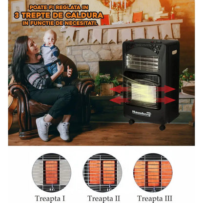 Soba pe gaz si electric Hausberg HB-1022NG, 4.2 kW