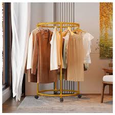 Suport Auriu cu Roti, Metalic Rotativ pentru Haine,40 Kg 135x75