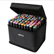 Set 36 Markere cu 2 Capete, Geanta Depozitare, Multicolore