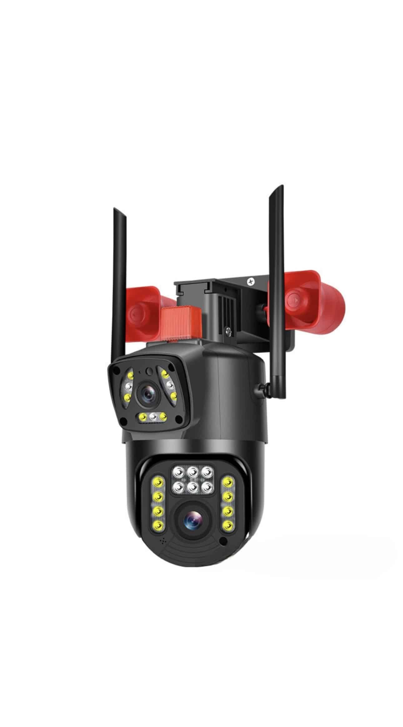 Cameră Supraveghere Wi-Fi JRH V380 cu LED-uri, Goarnă Dublă, Lumină Alarmă Puternică, Senzor de Mișcare, Audio Bidirecțional, Vedere Nocturnă 1080P PTZ Exterior / Interior