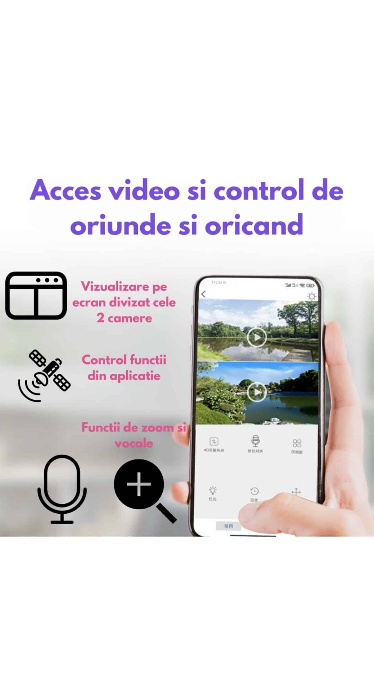 Cameră Supraveghere Wi-Fi JRH V380 cu LED-uri, Goarnă Dublă, Lumină Alarmă Puternică, Senzor de Mișcare, Audio Bidirecțional, Vedere Nocturnă 1080P PTZ Exterior / Interior