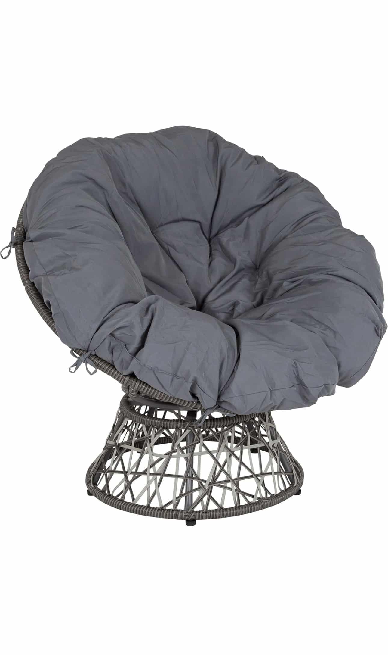 fotoliu de gradina,constructie din otel,material impletitura dinratan artificial, rotativ, perna de culoaregri deschis si negru,78 x 75 x 80 cm