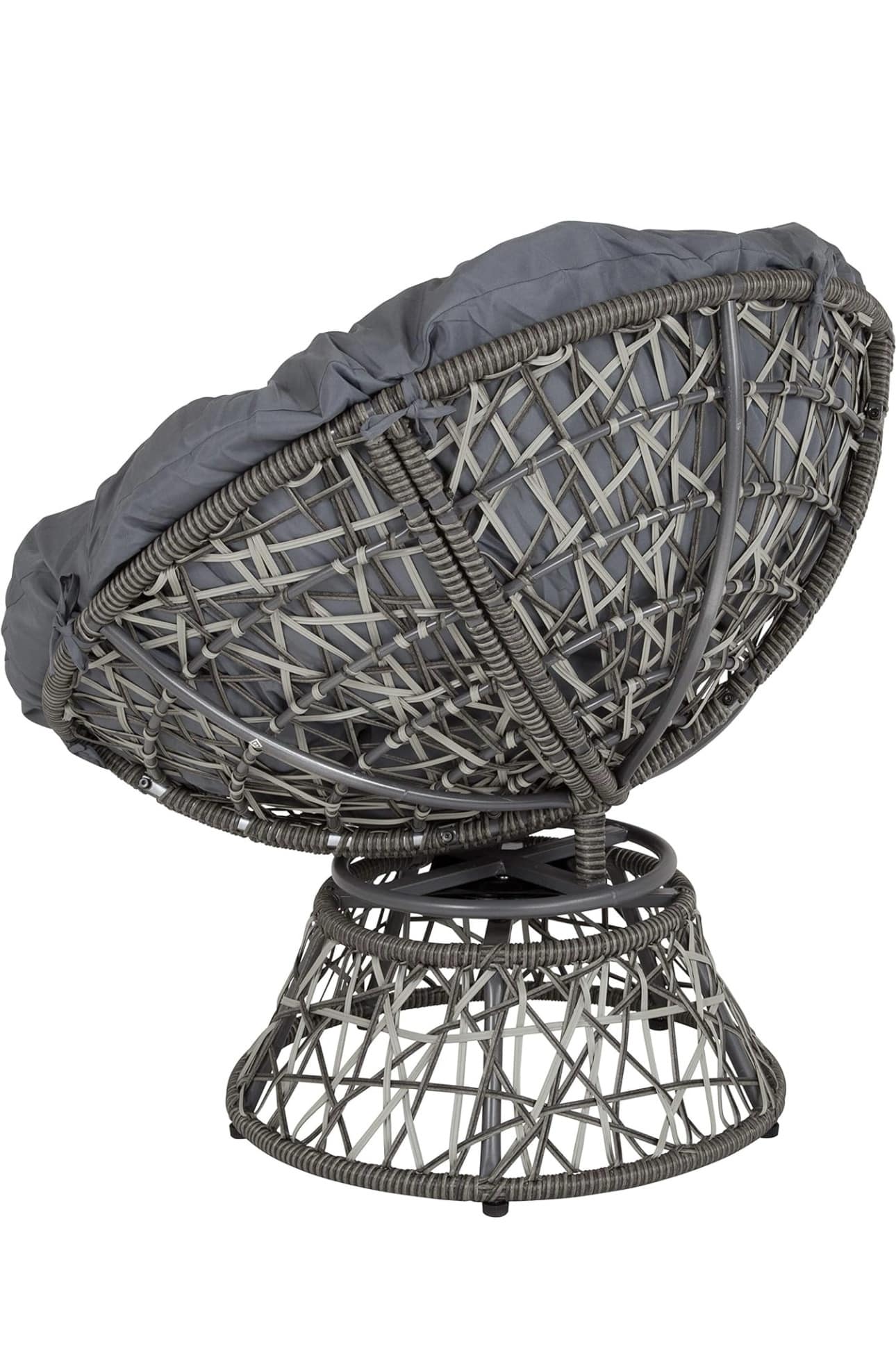 fotoliu de gradina,constructie din otel,material impletitura dinratan artificial, rotativ, perna de culoaregri deschis si negru,78 x 75 x 80 cm