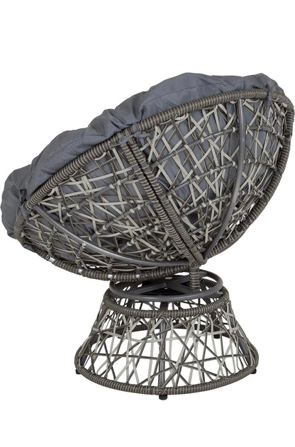 fotoliu de gradina,constructie din otel,material impletitura dinratan artificial, rotativ, perna de culoaregri deschis si negru,78 x 75 x 80 cm