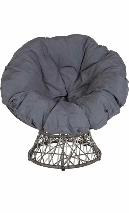 fotoliu de gradina,constructie din otel,material impletitura dinratan artificial, rotativ, perna de culoaregri deschis si negru,78 x 75 x 80 cm