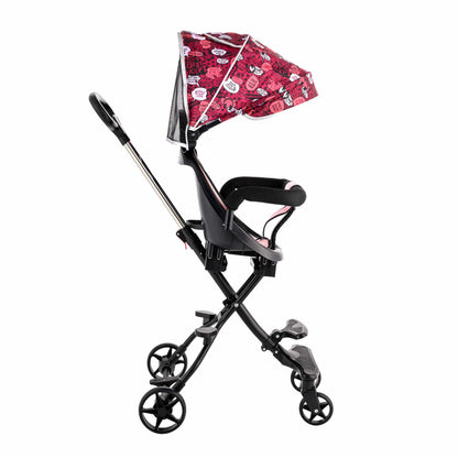 Carucior pliabil, Sport, roz, Cu copertina pentru protectie UV detasabila, Pentru copii intre 6 si 36 luni, Suport picioare, 2 roti pivotante si blocare roti, Centura de siguranta in 3 puncte