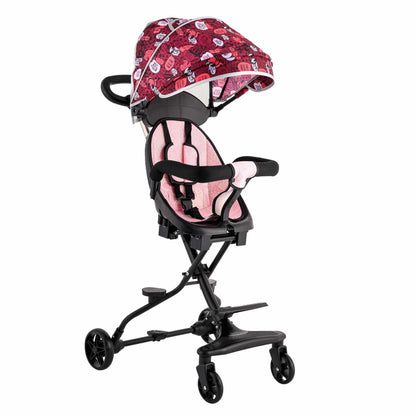 Carucior pliabil, Sport, roz, Cu copertina pentru protectie UV detasabila, Pentru copii intre 6 si 36 luni, Suport picioare, 2 roti pivotante si blocare roti, Centura de siguranta in 3 puncte