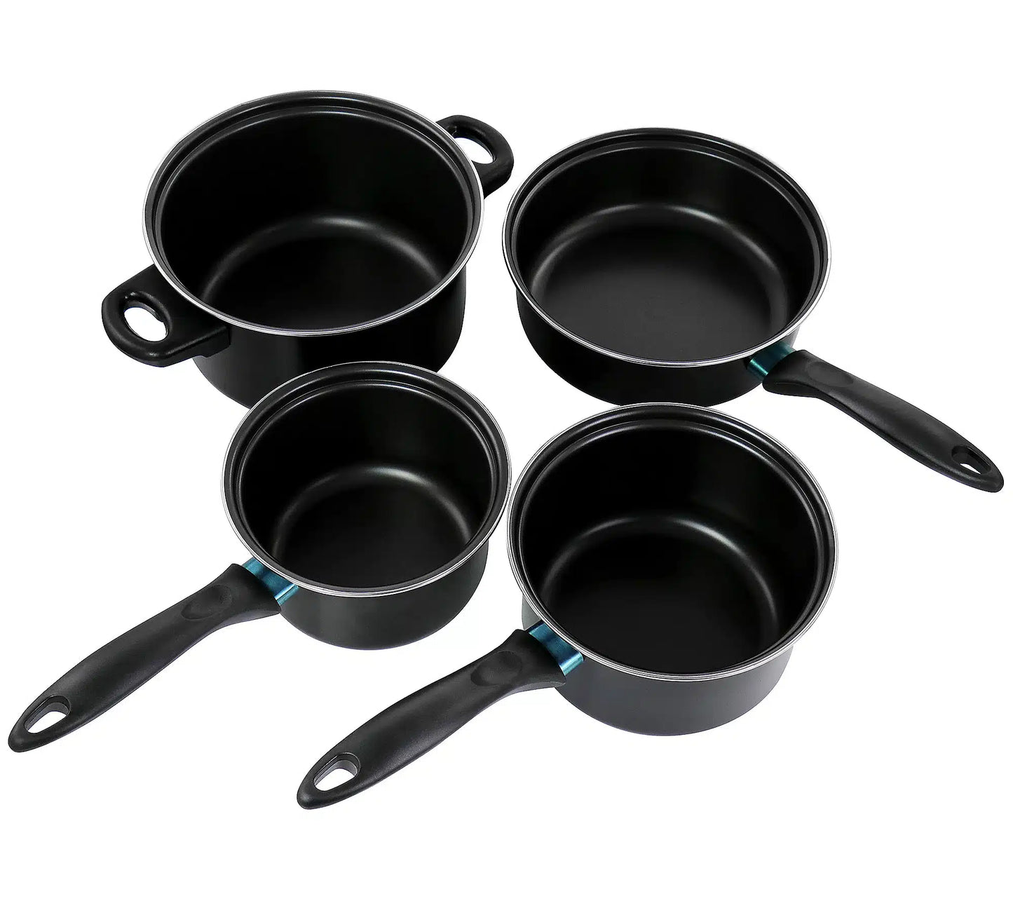 Set vase de gatit, 7 piese, otel carbon, negru