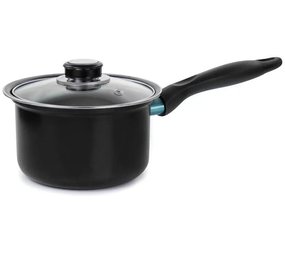 Set vase de gatit, 7 piese, otel carbon, negru