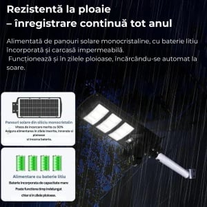 PACHET Lampă Solară cu Cameră de Supraveghere XL SIM 4G + Camera de Supraveghere WIFI 5K, 12MP, 3 lentile, 3 ecrane + Card 128 GB + Cartelă YOXO!