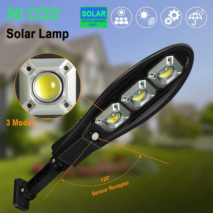 Lampa solara stradala Set de 4, COB, 90 x LED, 3 moduri de functionare, buton ON/OFF, cu telecomanda