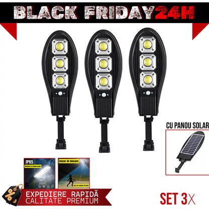 SET 3 x Lampa Stradala cu 90 LED-uri, Incarcare Solara