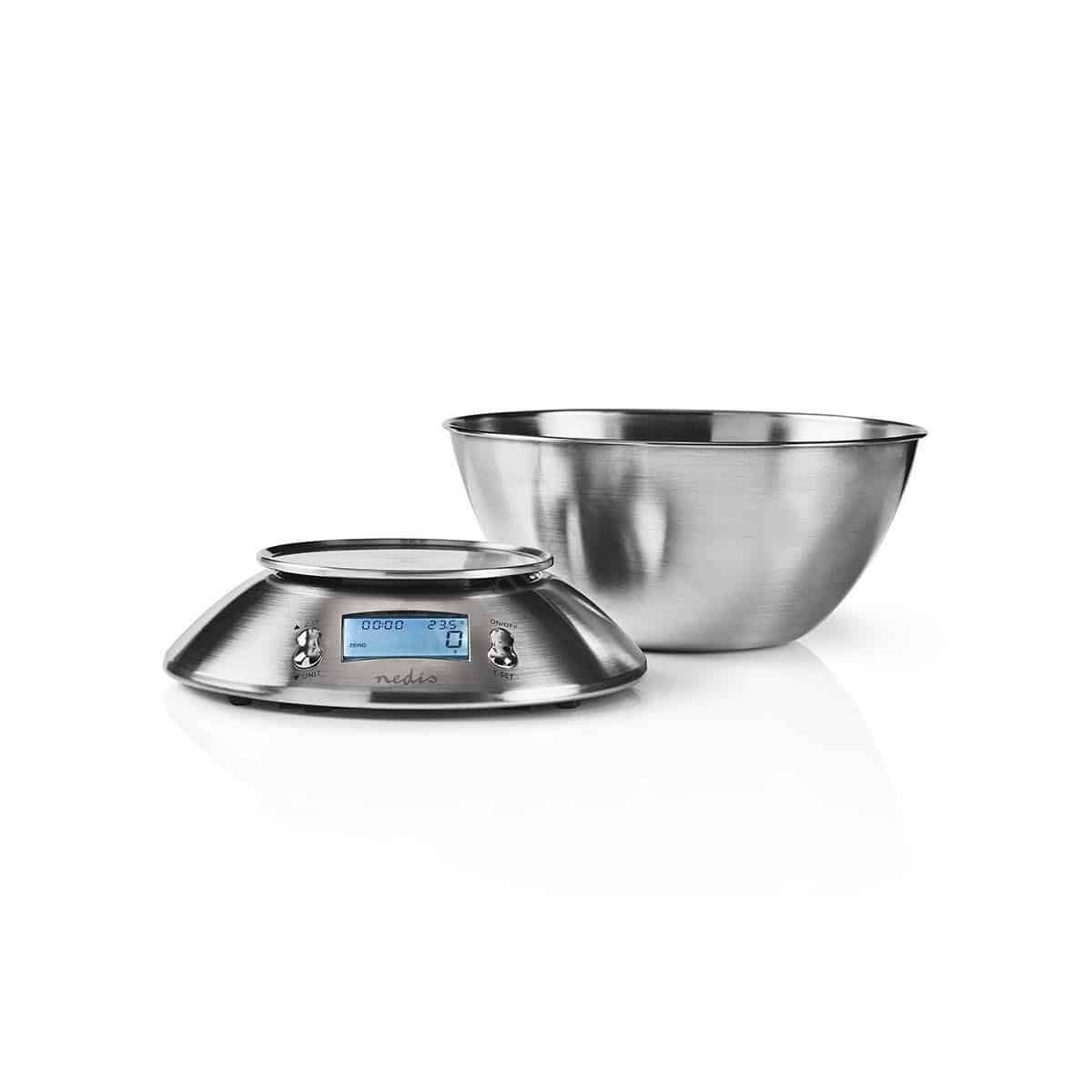 Cantar metal digital de bucatarie Cantar alimentar de inalta precizie 11lb/5kg cu bol detasabil Temperatura camerei, temporizator alarma Balanta din otel inoxidabil
