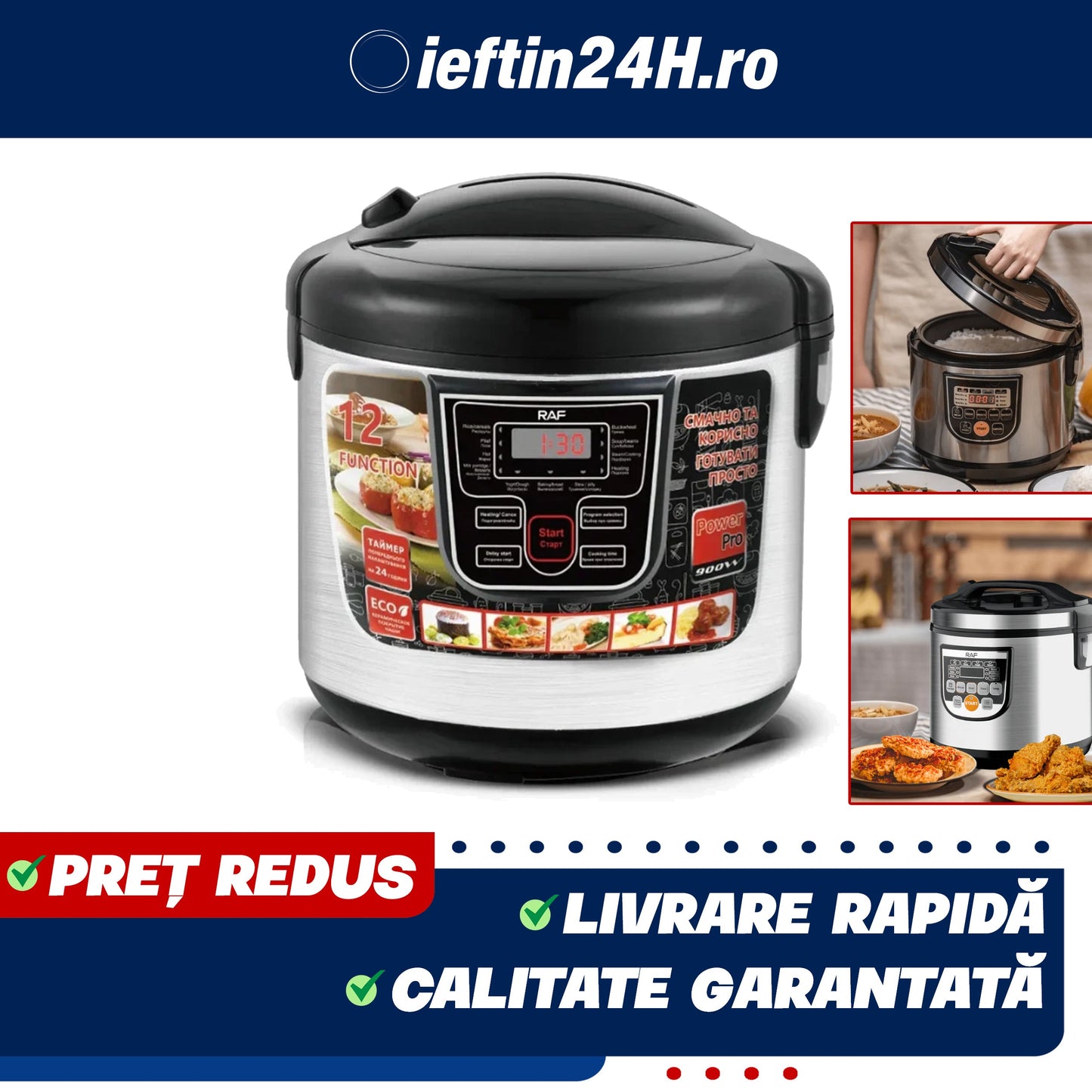 Oala Multifunctională 6L, 900W, 12 Programe Predefinite, Control Digital