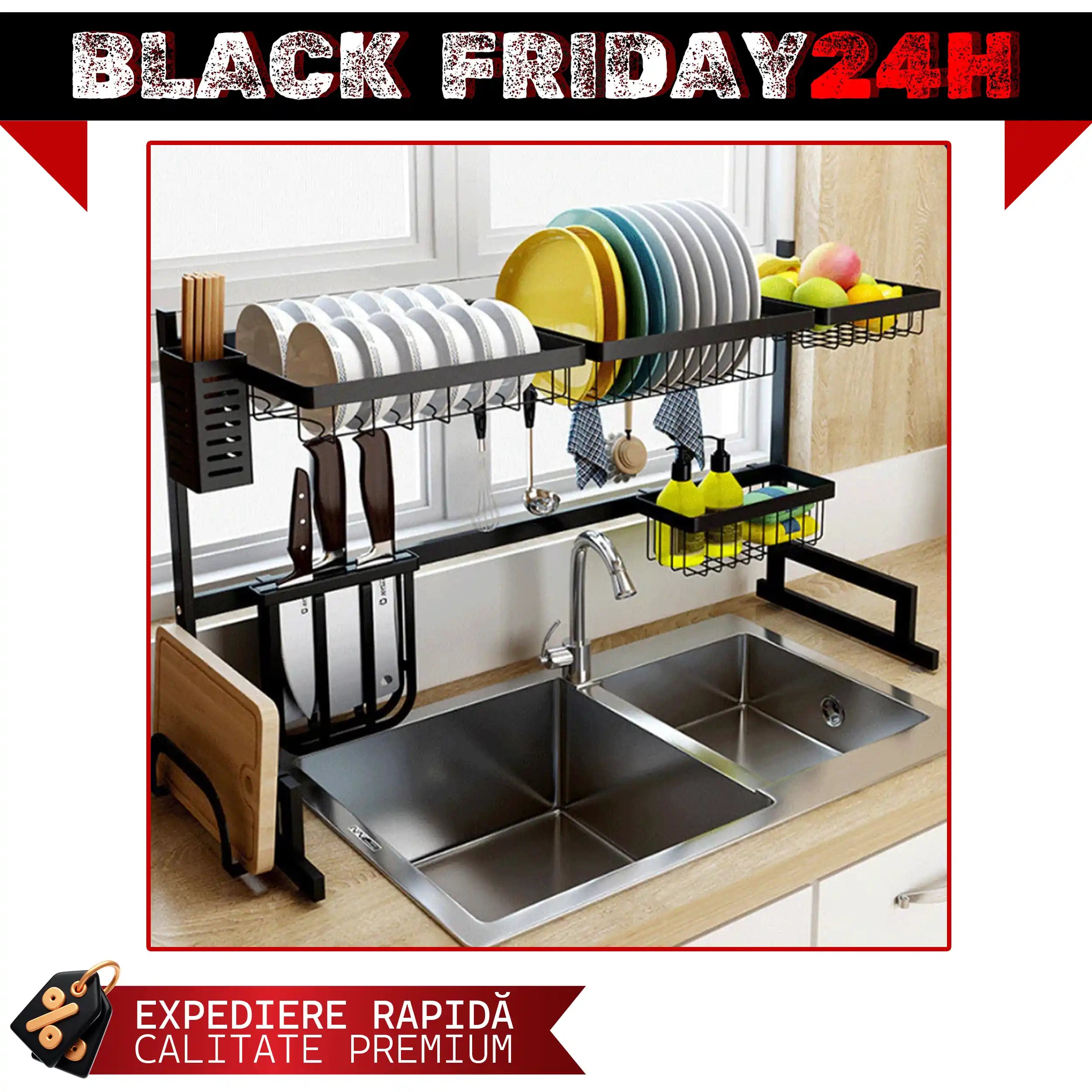 Organizator chiuveta pentru uscat vasele, otel inoxidabil