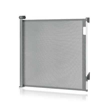 Poartă de Siguranță Textilă Retractabilă JRH, 80×180 cm, Gri Fără Prag, Montaj Universal, Siguranță Copii