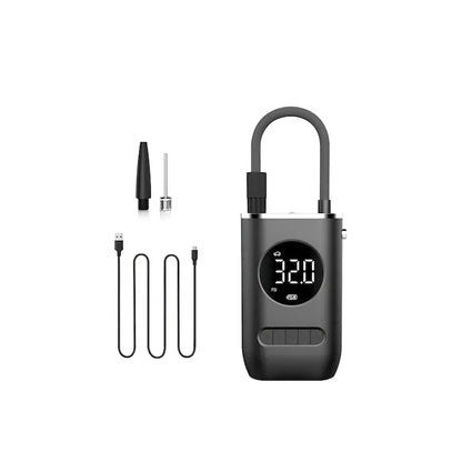 Pompa aer auto electrica JRH, afisaj digital LCD, Lanterna LED, Portabila, Reincarcare USB C, baterie 4000 mAh, Manometru digital, 10.3 bar, Negru