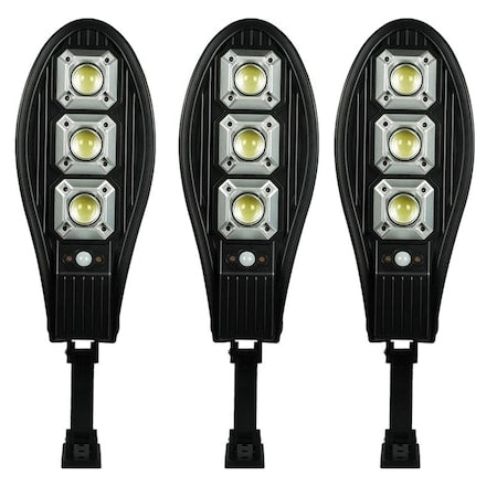 Lampa Solara stradala Set de 3, COB, 90 x LED, 3 moduri de functionare, buton ON/OFF, cu telecomanda