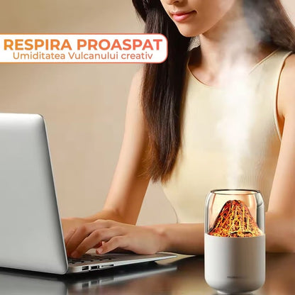 Umidificator Portabil cu Design Flacără – 280ml, Silențios, Ceață Rece, Ideal pentru Cameră Mică, Birou sau Călătorii