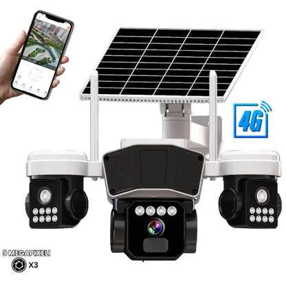 Camera de supraveghere  3in1 cu panou solar, conexiune SIM 4G, 9MP EXTRATERESTRU