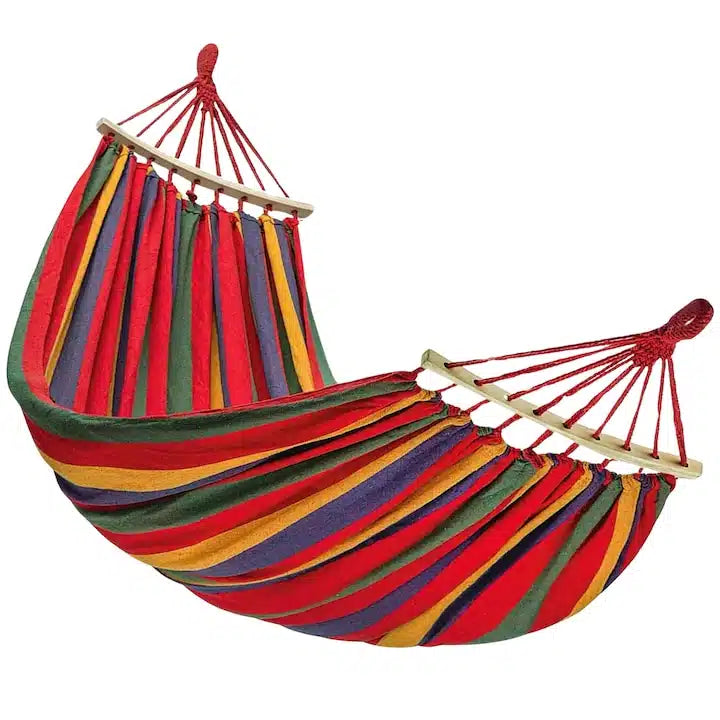 Hamac De Gardina 200×80 cm cu bara din lemn, bumbac, multicolor Share  Compara
