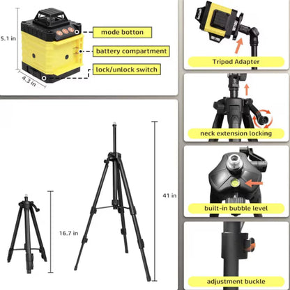 Nivela Laser 3D JRH 16 Linii Verzi Ultra-Precise pentru Profesioniști