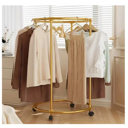 Suport Auriu cu Roti, Metalic Rotativ pentru Haine,40 Kg 135x75