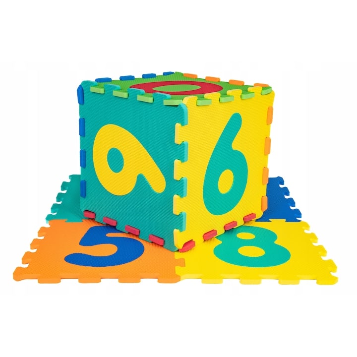 Covoras din spuma cu cifre, 32x32cm, multicolor