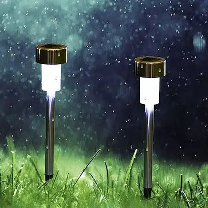 Pachet 10 lampi solare LED de exterior pentru gradina jrh, dispersor lucios, 0.06W, 1 lm, 200 mAh, Inox, 36 cm