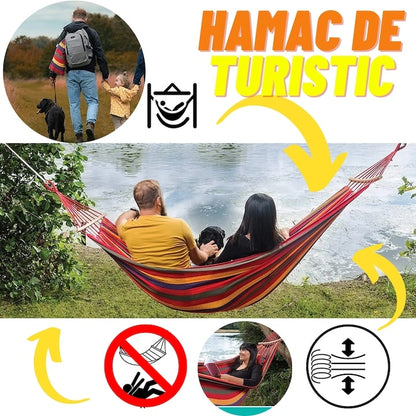 Hamac De Gardina 200×80 cm cu bara din lemn, bumbac, multicolor Share  Compara