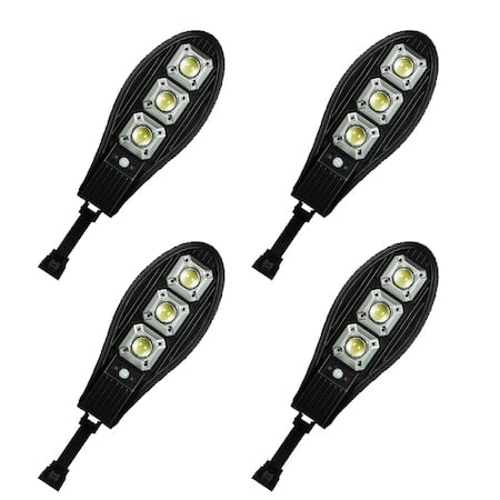 Lampa solara stradala Set de 4, COB, 90 x LED, 3 moduri de functionare, buton ON/OFF, cu telecomanda