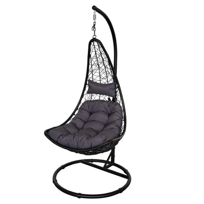 Fotoliu suspendat , balansoar cu perne incluse, interior si exterior, maxim 120 kg, cadru otel, 122x82x72 cm, negru