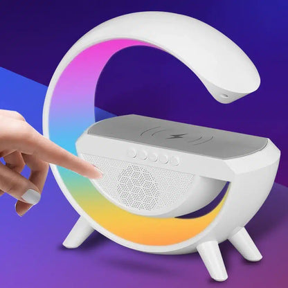 Boxa Multifunctionala G 3 in 1 JRH, Lampa LED RGB Smart, Boxa Bluetooth, Incarcator Telefon Wireless, Lumina RGB, Alb