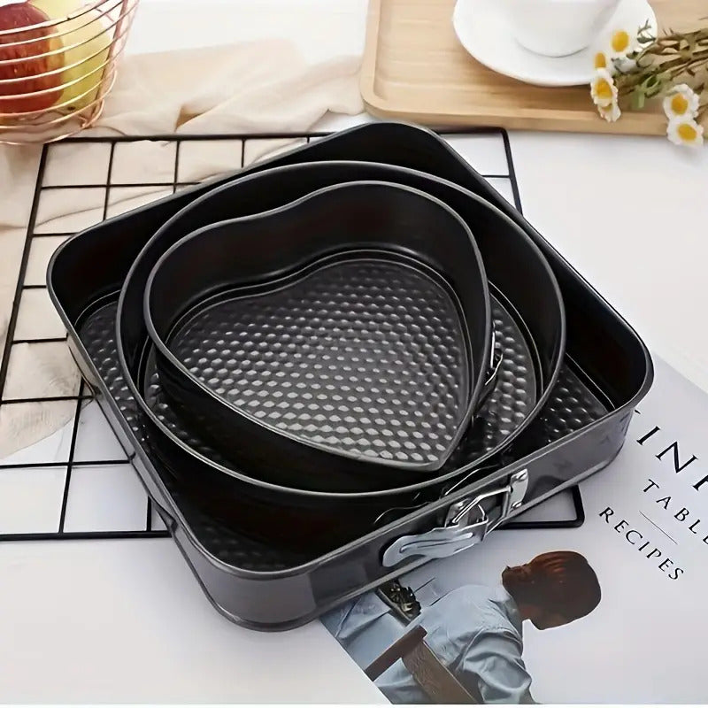 Set 3 Tavi pentru Copt, Forma Inima/rotunda/patrata Cm 24/26/28