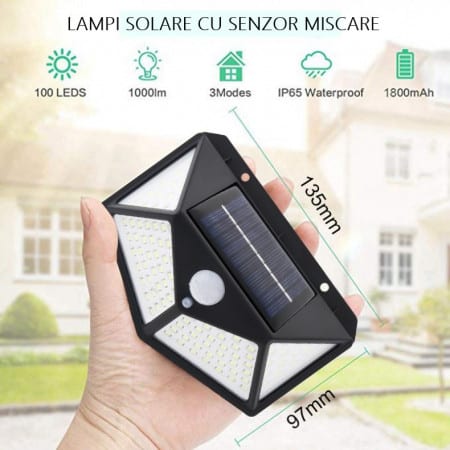 Oferta Set 4 Lampi solare 100LED, senzor de miscare