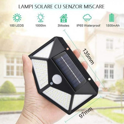 Oferta Set 4 Lampi solare 100LED, senzor de miscare
